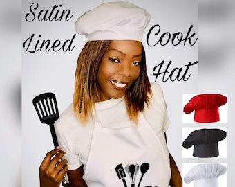 Personalized Chef Hat | SATIN LINED Chef Hat | Personalized Cook Apron | Custom Cook Hat | Chef Hat | Adult Chef Hat | Satin Lined Cook Hat