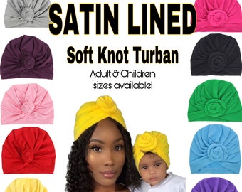 Baby Turban | Toddler Turban | Adult Turban | Satin Lined Turban | Turban With Satin | Day Hat With Turban | Satin Baby Bonnet | Baby Bonnet
