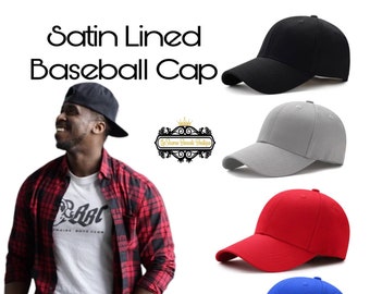 Satin Lined Baseball Cap | Baseball Cap | Satin Hat | Men's Athletic Baseball Fitted Cap | Adjustable Hat | Dad Hat | Sun | Back Hat | Child