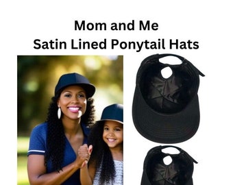 Satin Lined Ponytail Baseball Cap | Baseball Cap | Satin Hat | Baseball Fitted Cap | Adjustable Hat | Hat | Sun | Back Hat | Child