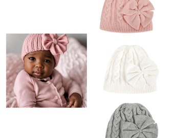 Children’s Satin Lined Beanies | Bow Beanie | Girl Pink Bow Beanie | Satin Lined Winter Hat | Kid Beanies | Baby Beanie | Satin Lined Beanie