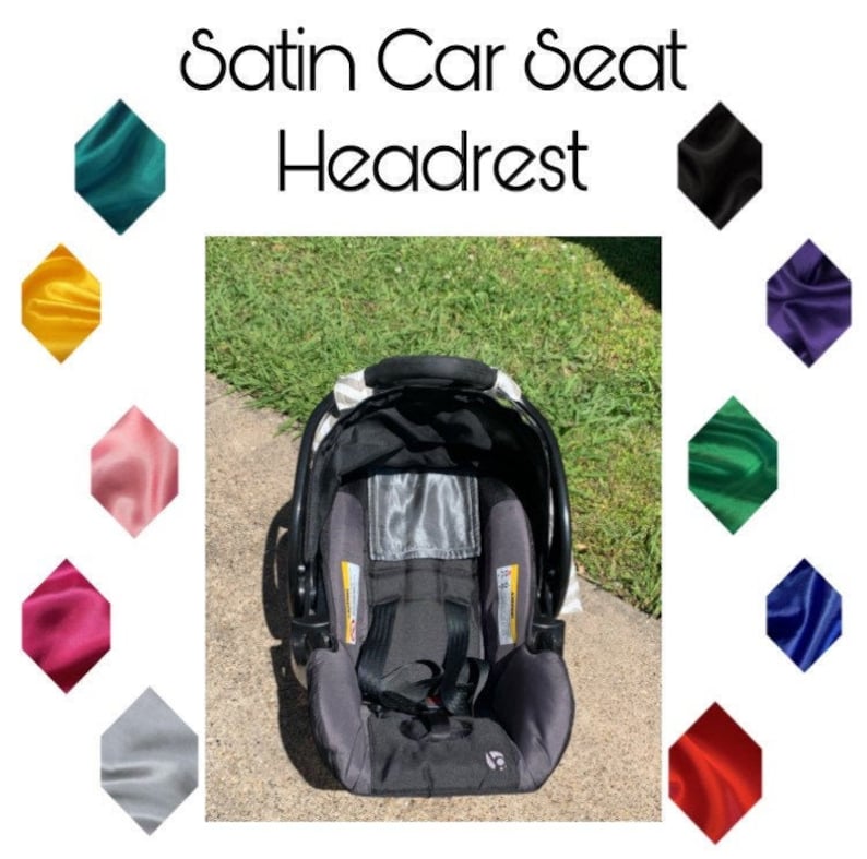 Satin Car Seat Head Rest Satin Head Rest Satin Baby Car Seat Satin Hair Protector Satin Baby Head Rest Satin Baby Head Rest for Car image 1