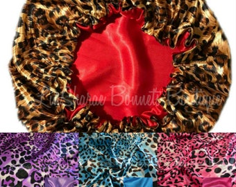 Leopard Satin Bonnet | Baby Bonnet