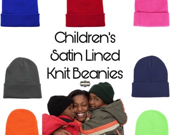 Bonnets doublés de satin pour enfants | Tout-petit | Bonnets pour enfants | Bonnets en satin pour filles | Bonnets enfant doublés de satin | Casquettes doublées de satin | Bonnets doublés de satin