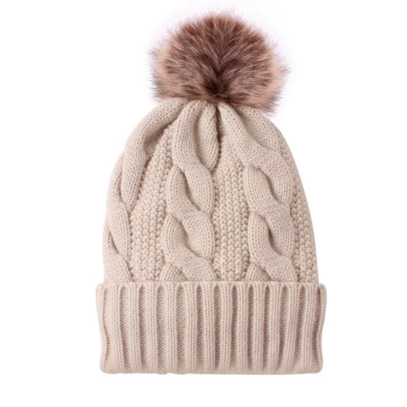 Durio Satin Lined Beanie With Pom Pom - Winter Hat For Women With Silk Lining