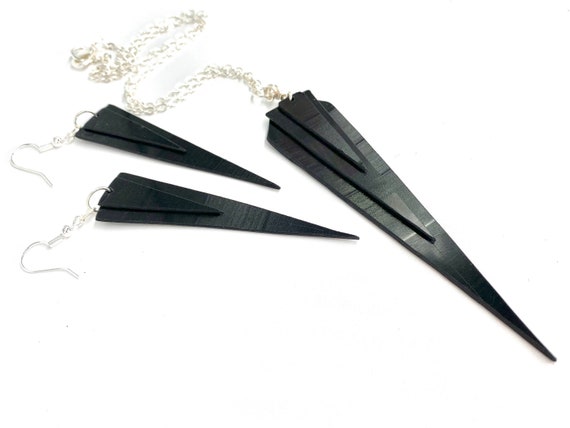 Upcycled Vinyl Record Necklace & Earring Set - Nothing New by Ruthie Ru
