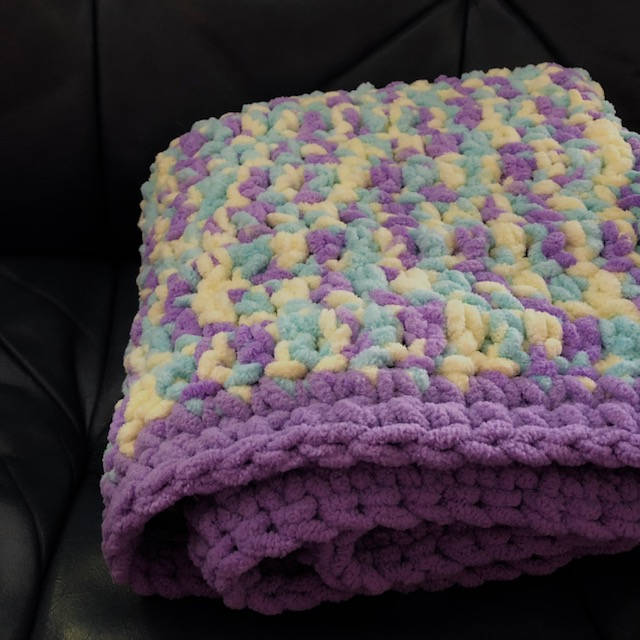 Crochet Baby Blanket Hat Set Purple Teal Yellow Baby Gift Baby