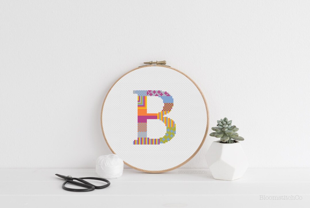 Letter B - Modern Cross Patch Design, Cross Stitch Pattern - Etsy