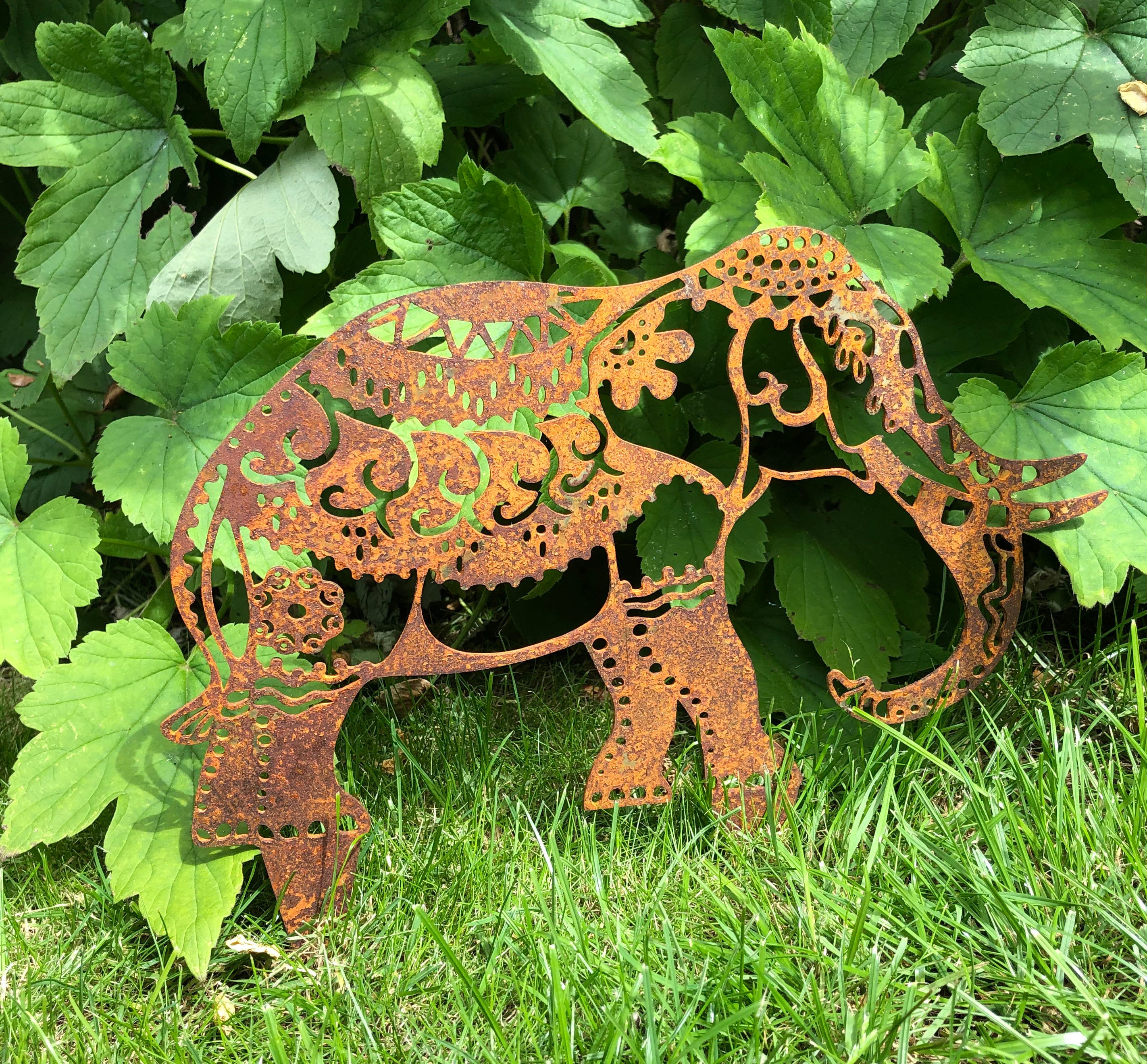 Elephant Garden Ornament. Rusty Rustic Steel. Made in the UK Etsy
