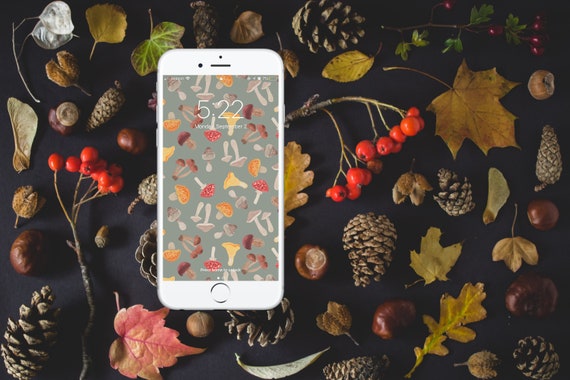 Autumn Foraging Watercolor Wallpaper - GREY