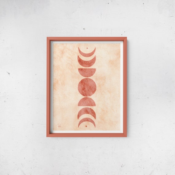 Abstract Moon Phases Print - Blush & Almond
