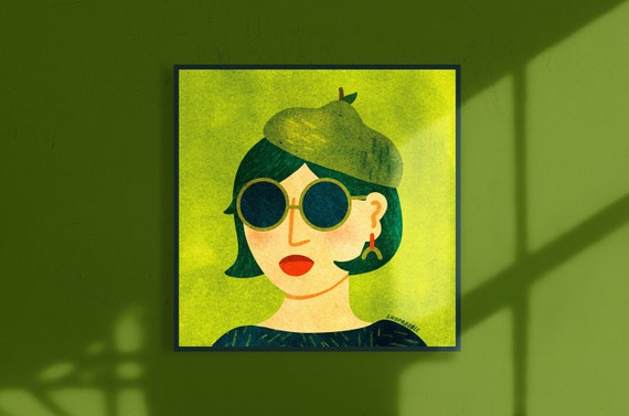 The Girl with the Pear Beret 8x8 Square Print