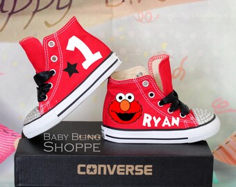 Elmo Birthday, Elmo Party, Sesame Street Elmo, Sesame Street Party, Elmo Birthday Outfit, Elmo 1st Birthday, Bling Converse, Bling Shoes