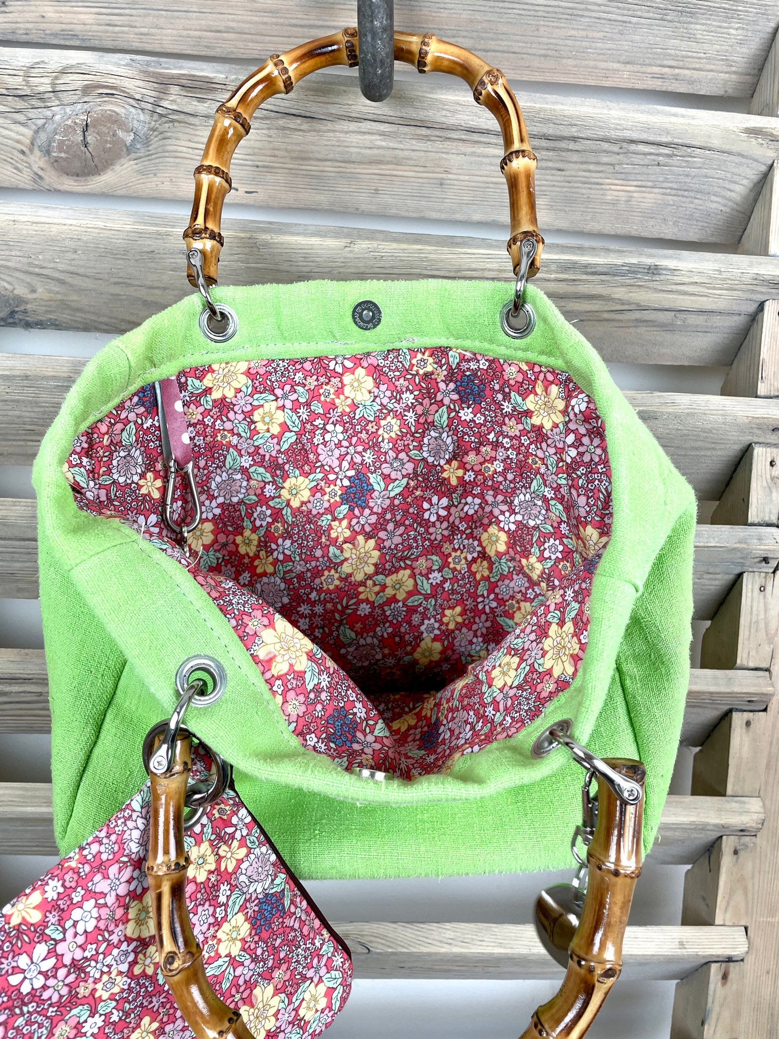 Washed Lime Green Linen Bag Vintage Fabric Handbag Handmade Etsy