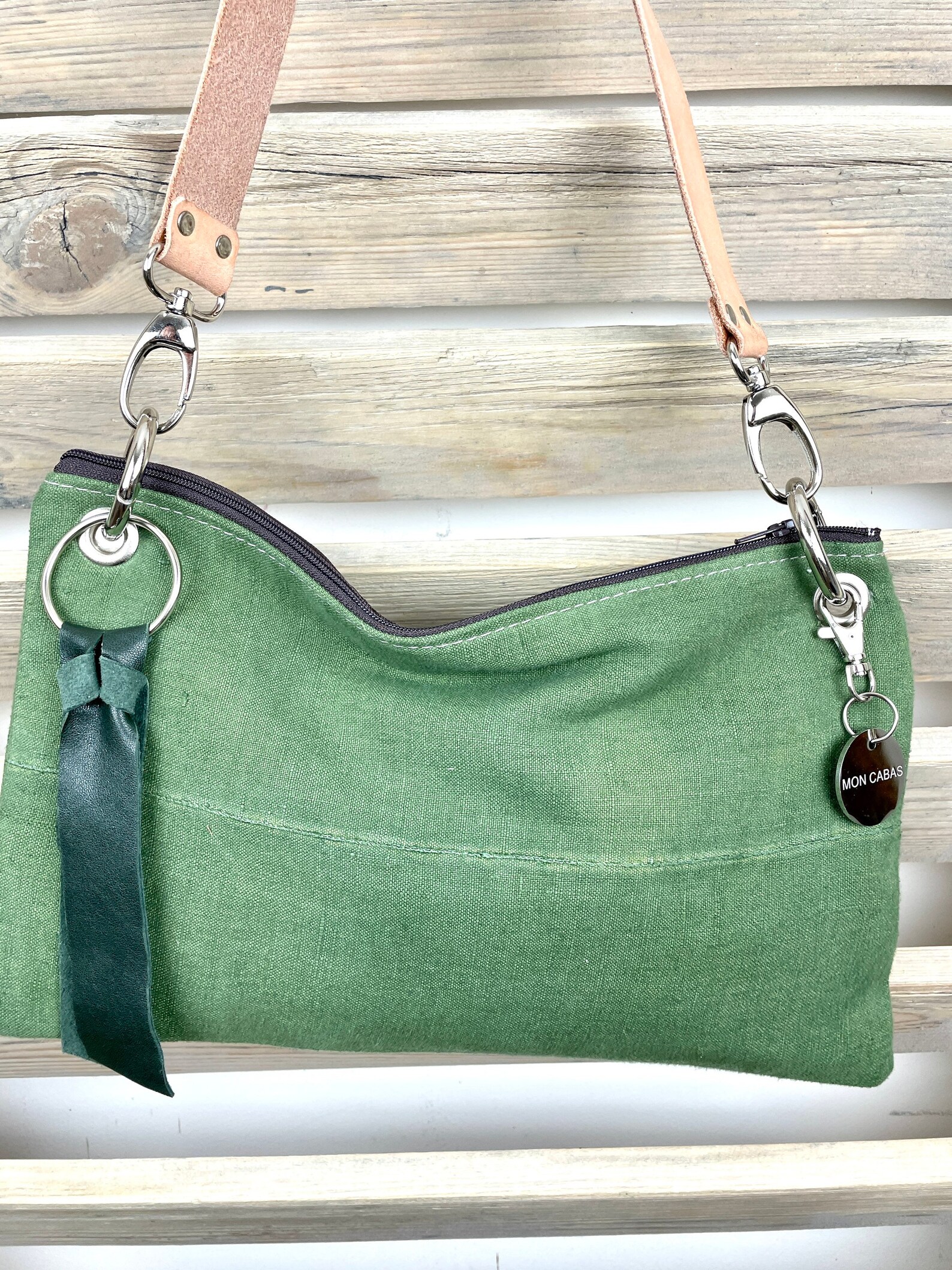 Buy Olive Green Antique Linen Shoulder Bag Handmade Handbag Hand Online