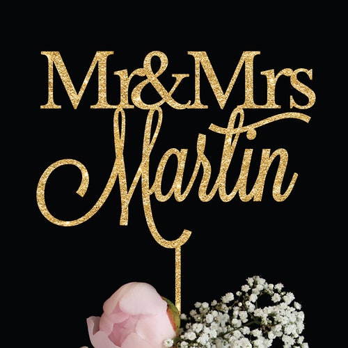 Rose Gold Mr & Mrs Wedding Cake Topper With Last Name and Date Etsy