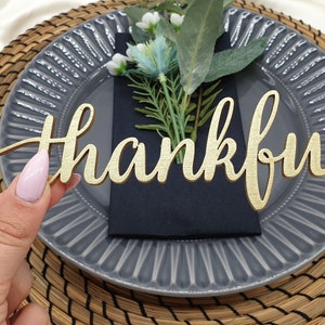 Thankful Place Cards, Custom Thanksgiving Place cards, Personalized Dinner Place Setting, Fall Table Decor, Thankful Grateful Blessed