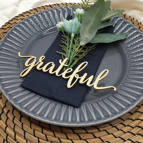 Grateful Place Cards, Custom Thanksgiving Place cards, Personalized Dinner Place Setting, Fall Table Decor, Thankful Gather Blessed