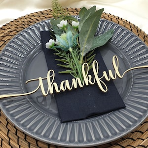 Thankful Place Cards, Custom Thanksgiving Place cards, Personalized Dinner Place Setting, Fall Table Decor, Thankful Grateful Blessed