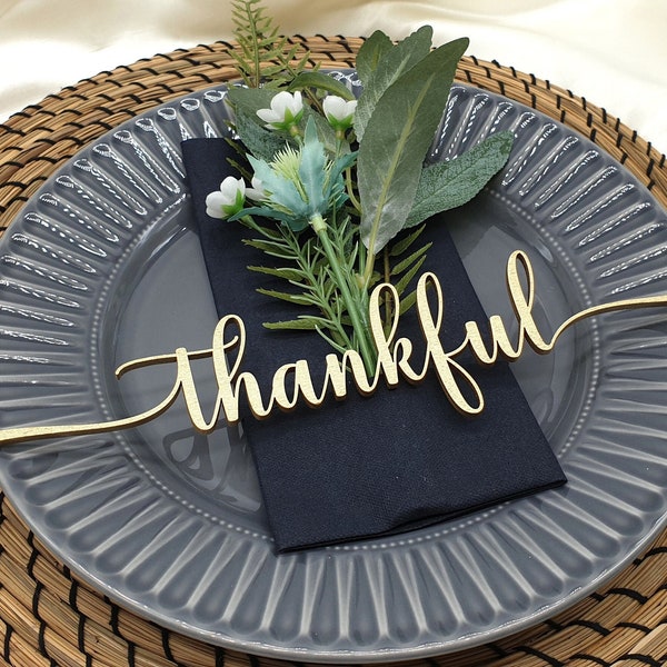 Thankful Place Cards, Custom Thanksgiving Place cards, Personalized Dinner Place Setting, Fall Table Decor, Thankful Grateful Blessed