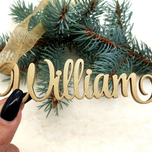 Custom Christmas Stocking Name Tags, Personalized Gift Tags, Wood Name Tags, Dinner Place Card Names, Christmas tree ornament image 1