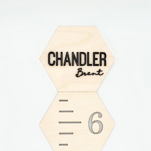 Houten groeimeter 3D-groeimeter liniaal voor kinderen, zeshoekige liniaal voor jongens en meisjes babyshower of kerstcadeau voor kinderen