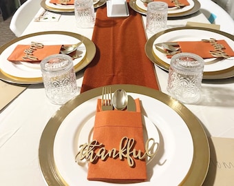 Custom Thanksgiving Place cards, Thankful Place Cards, Personalized Dinner Place Setting, Fall Table Decor, Thankful Grateful Blessed