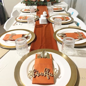 Benutzerdefinierte Thanksgiving-Platzkarten, dankbare Tischkarten, personalisiertes Abendessen-Gedeck, Herbst-Tischdekoration, dankbar, gesegnet