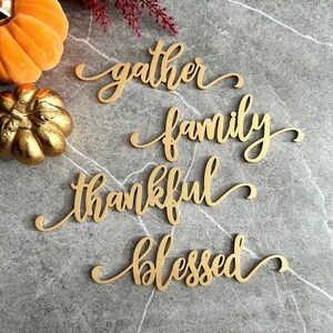 SET von 5 Thanksgiving Tischkarten, Thanksgiving Tischkarten, Dinner Table Setting, Fall Autumn Decor, Thankful Grateful Blessed Gather Family