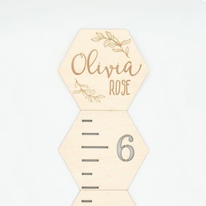 Groeimeter liniaal voor kinderen Houten groeimeter, zeshoekige liniaal voor jongens en meisjes Babyshower of kerstcadeau voor kinderen