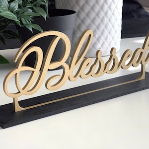 Panneau de table autoportant béni, panneau de salon, panneau debout, enseigne en bois, décor de maison, décoration de Noël de Thanksgiving, décor de Vacances