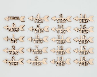 Flechas de madera para marcar la altura: regla para tabla de crecimiento (juego de 20)