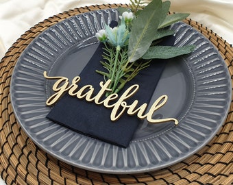 Personalized Laser Cut Plywood Place Cards, Thanksgiving Dinner Decor