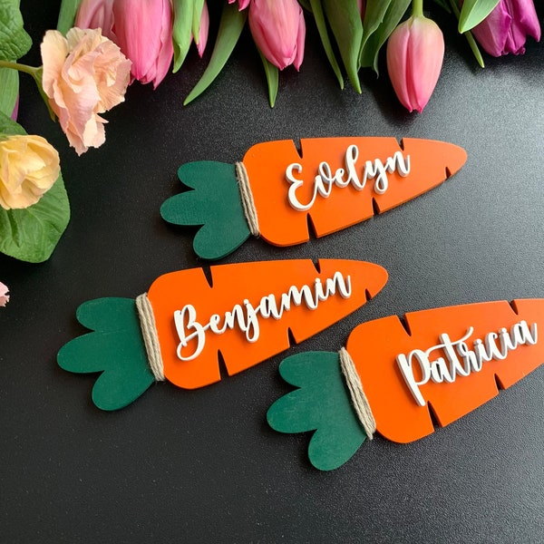 Easter basket tags, Customized Carrot tags, Custom name tags, Personalized Easter Place cards, Easter Table Decor, Gift tags