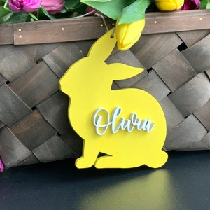 Etichette per cesto di Pasqua, Etichette per coniglio personalizzate, Etichette personalizzate per il nome del coniglio, Segnaposto di Pasqua personalizzati, Decorazioni per la tavola di Pasqua, Regalo