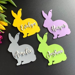 Paasmand tags, Aangepaste konijn tags, Aangepast Konijn naam tags, Gepersonaliseerde Pasen Plaats kaarten, Pasen Tafel Decor, Cadeau