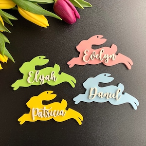 Etichette per cesto di Pasqua, Etichette per coniglio personalizzate, Etichette personalizzate per il nome del coniglio, Segnaposto di Pasqua personalizzati, Decorazioni per la tavola di Pasqua, Regalo