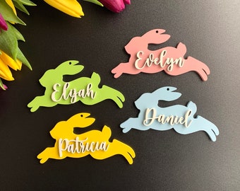 Easter basket tags, Customized bunny tags, Custom Rabbit name tags, Personalized Easter Place cards, Easter Table Decor, Gift