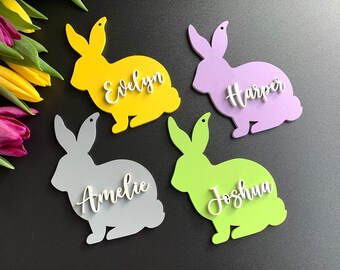 Easter basket tags, Customized bunny tags, Custom Rabbit name tags, Personalized Easter Place cards, Easter Table Decor, Gift