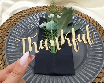 Thankful Place Cards, Custom Thanksgiving Place cards, Personalized Dinner Place Setting, Fall Table Decor, Thankful Grateful Blessed