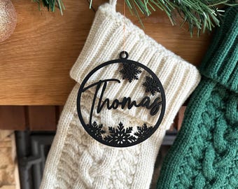Personalisierte Weihnachtsstrumpf-Namensschilder, Weihnachtsbaumverzierung, kundenspezifische hölzerne Feiertags-Namensetiketten für Weihnachtsstrümpfe, Geschenkanhänger, Wohnkultur