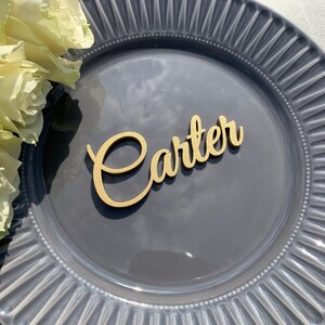 Hochzeit Tischkarten, personalisierte Dinner Namensschilder, hölzerne Geleitkarten, Tischdekoration, benutzerdefinierte Gedeck Tags, Gold