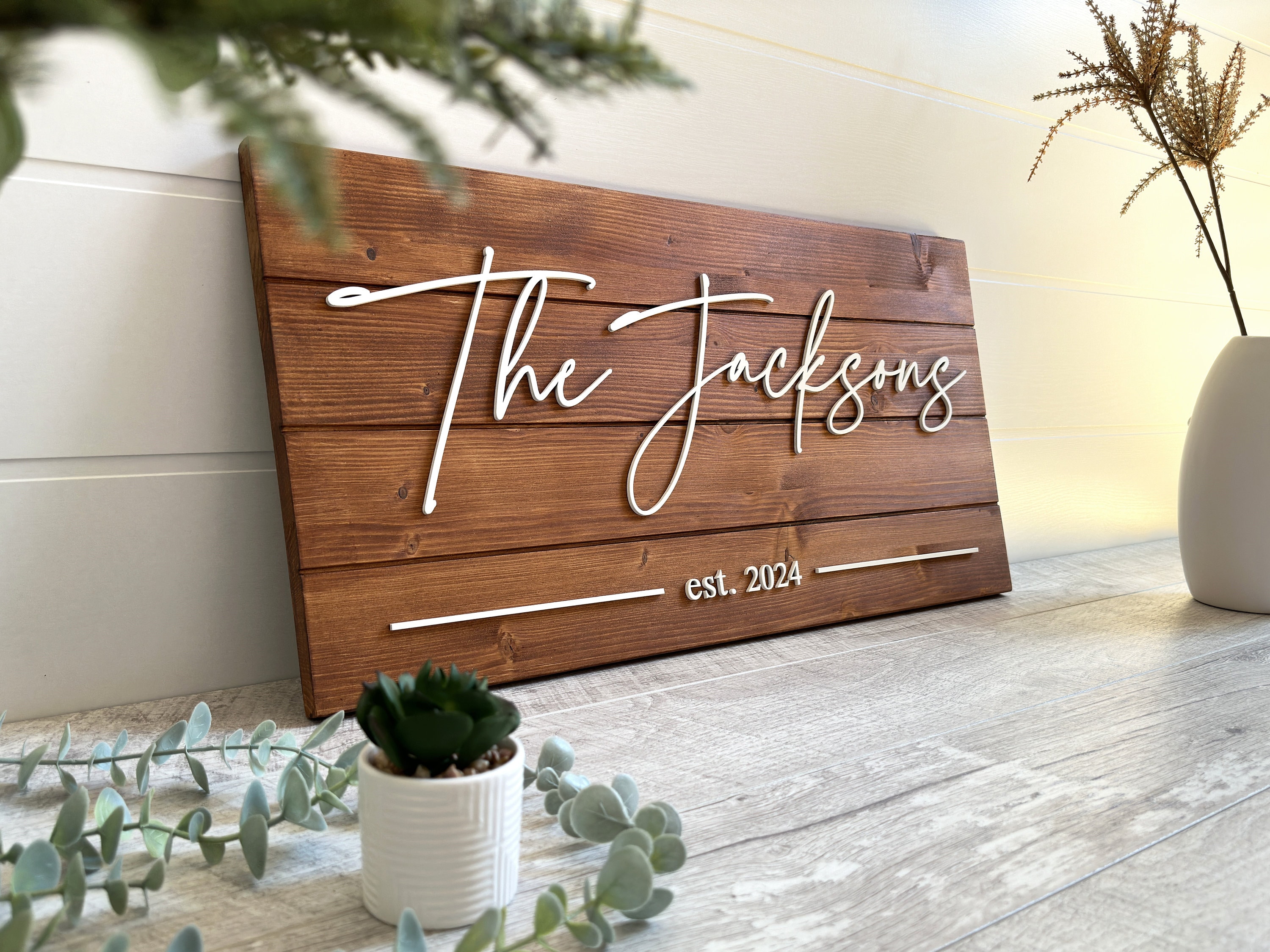 Personalized Family Name Wood Sign, 3D Laser Cut, Wall Decor - Etsy