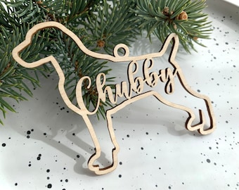 Weimaraner Dog Ornament, Personalized Dog Breed Ornament, Custom Christmas Ornament, Wooden Pet Ornament, Christmas Tree Decor