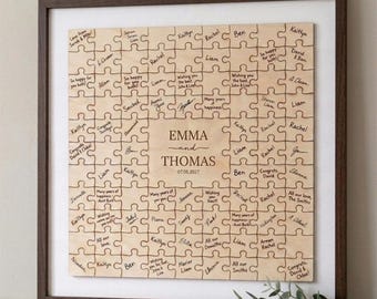 Personalized Wedding Guest Book, Wooden Puzzle Guest Book Alternative, Wedding Keepsake