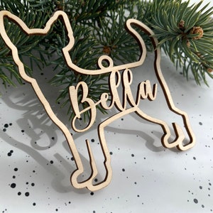 Chihuahua Hund Ornament, personalisierte Hunderasse Ornament, benutzerdefinierte Weihnachtsverzierung, Holz Haustier Ornament, Weihnachtsbaum Dekor
