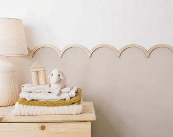 Scalloped Wall Molding, Wooden Wall Trim, Wood Wall Molding, Wainscoting Border, Nursery Wall Decor, Kids Room Wall Trim, Wood Wall Border