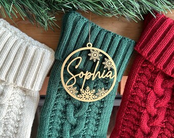 Christbaumschmuck, personalisierte Weihnachtsstrumpf-Namensschilder, kundenspezifische hölzerne Feiertags-Namensaufkleber für Weihnachtsstrümpfe, Geschenkanhänger, Wohnkultur