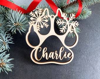 Ornement personnalisé d’impression de patte de chat, ornement personnalisé d’arbre de Noël de patte de chien, décor de Noël, étiquettes de bas, étiquettes de cadeau de Noël