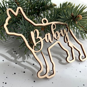 Ornamento per cani Boston Terrier, Ornamento di razza di cane personalizzato, Ornamento di Natale personalizzato, Ornamento per animali domestici in legno, Decorazione dell'albero di Natale